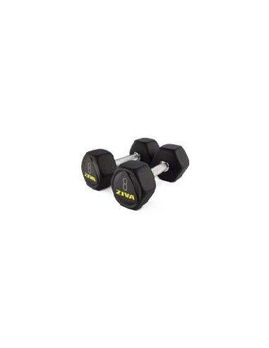 SL Premium Hexagon Virgin Rubber Dumbbell (Mancuernas Hexagonales de Goma Virgen) 8 kg (Par) NEGRO/AMARILLO