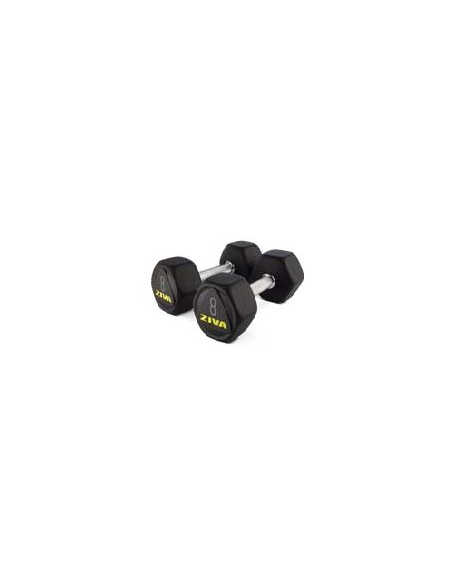 SL Premium Hexagon Virgin Rubber Dumbbell (Mancuernas Hexagonales de Goma Virgen) 10 kg (Par) NEGRO/AMARILLO