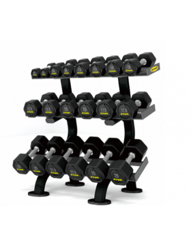 Soporte 3 alturas para 10 pares de Mancuernas Ziva Performace Hexagon (Negro)